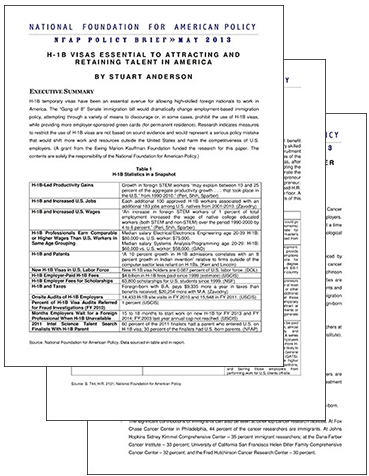 Immigration and Entrepreneurship Research from the National Foundation for American Policy - NFAP series