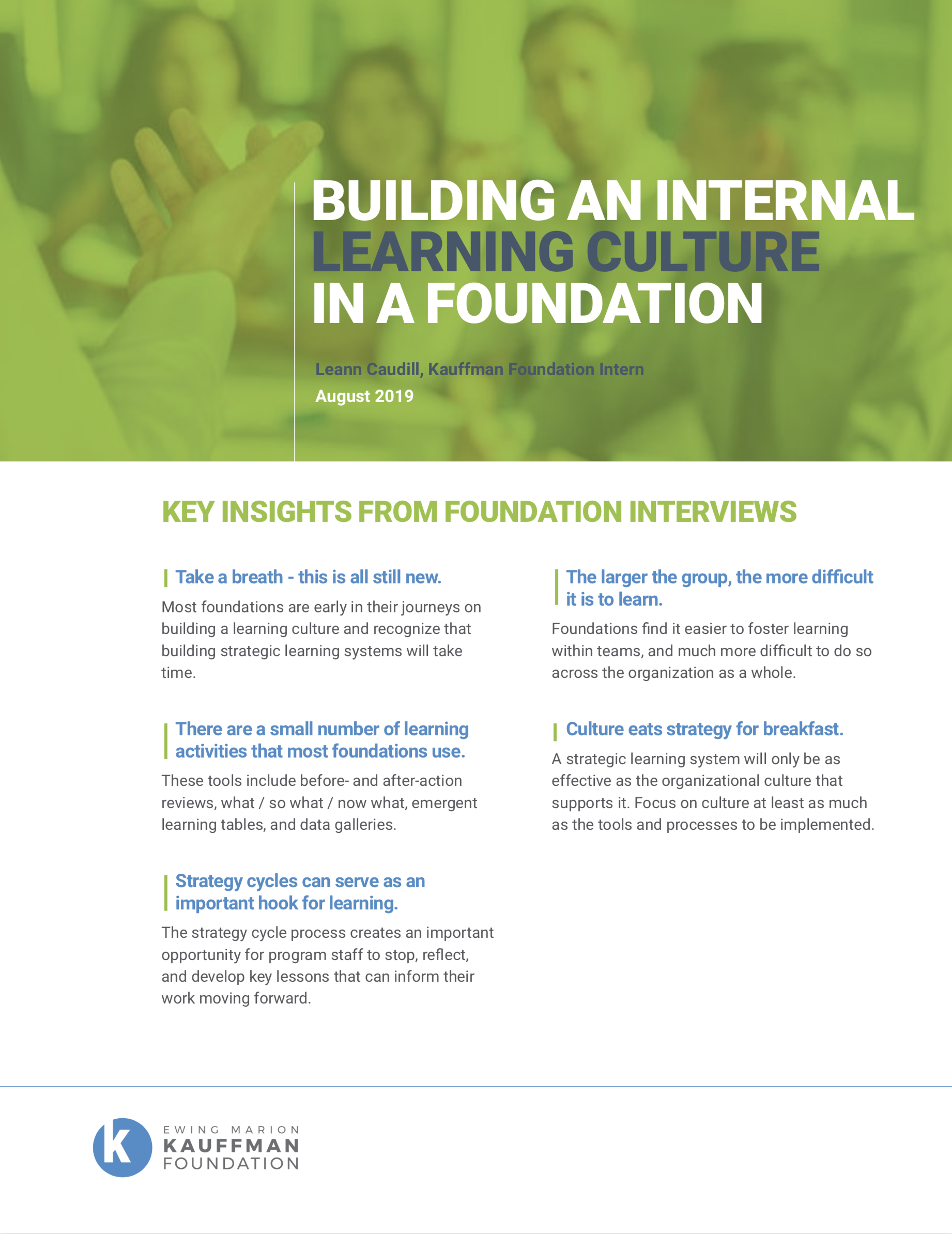 Building an Internal Learning Culture in a Foundation