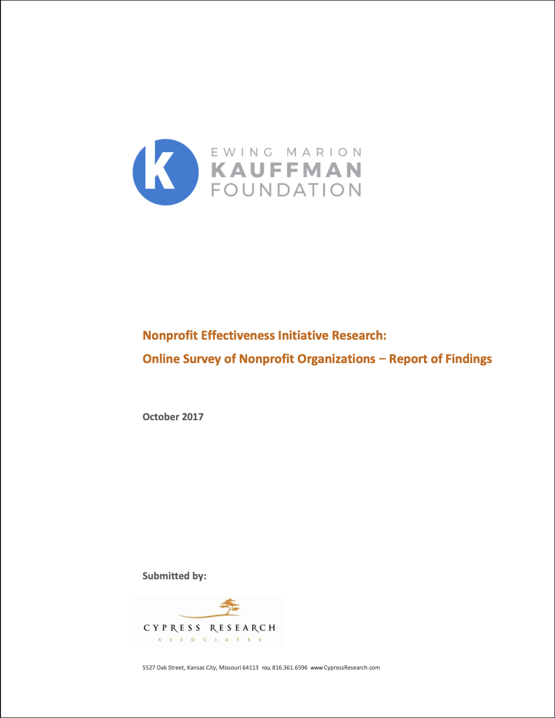 Kauffman Foundation Nonprofit Effectiveness Report 2017