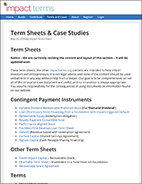 Impact Terms | Term Sheets & Case Studies