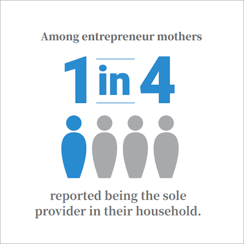Among entrepreneur mothers, 1 in 4 reported being the sole provider in their household.
