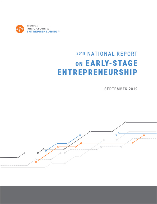 A cover of a report titled, "2018 National Report on Early-Stage Entrepreneurship"
