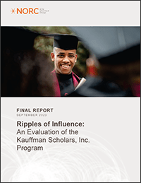 Cover of "Ripples of Influence: An Evaluation of the Kauffman Scholars, Inc. Program" report from NORC
