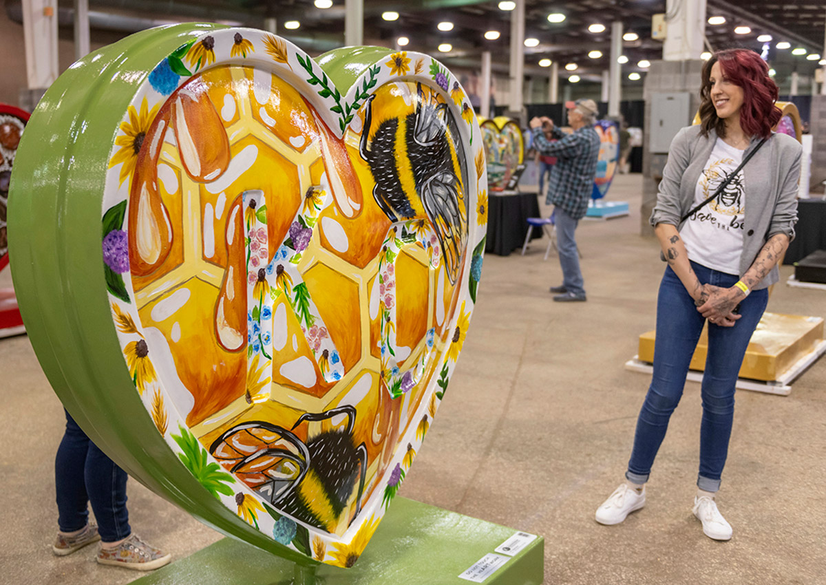 'This One's for the Bees' heart by Megan Boyce at the Parade of Hearts reveal event on April 13.