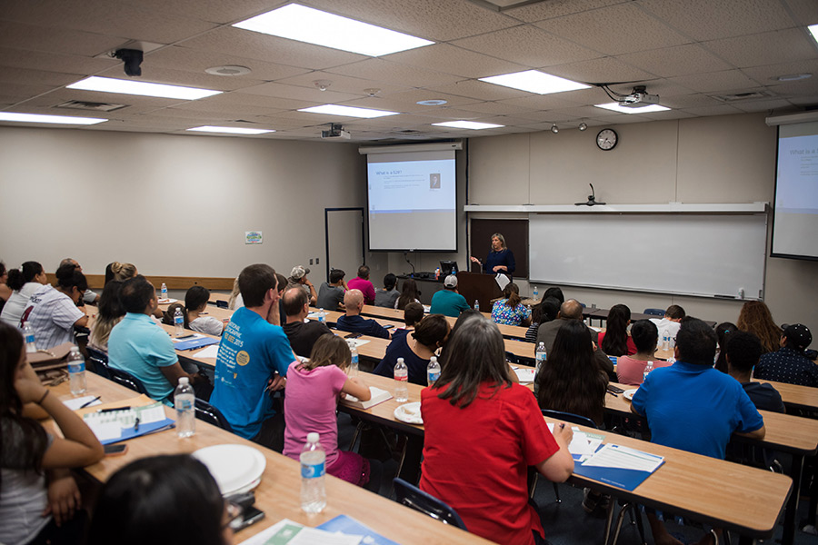 A classroom of students