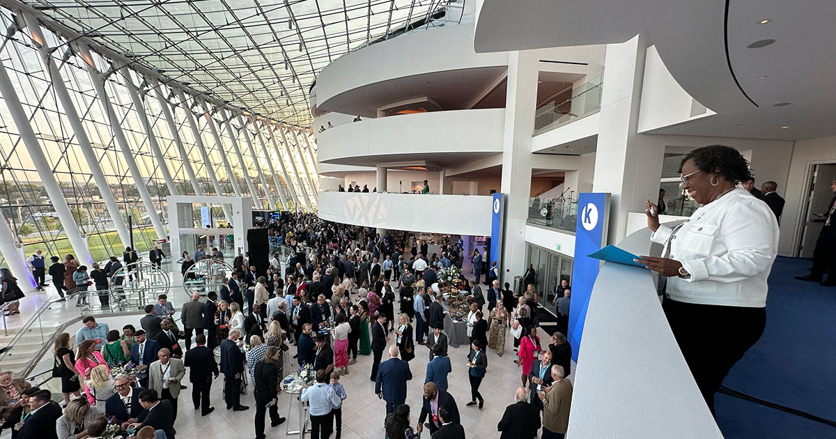 Dr. DeAngela Burns-Wallace addresses the crowd at USCM 2024 inside the Kauffman Center for Performing Arts.