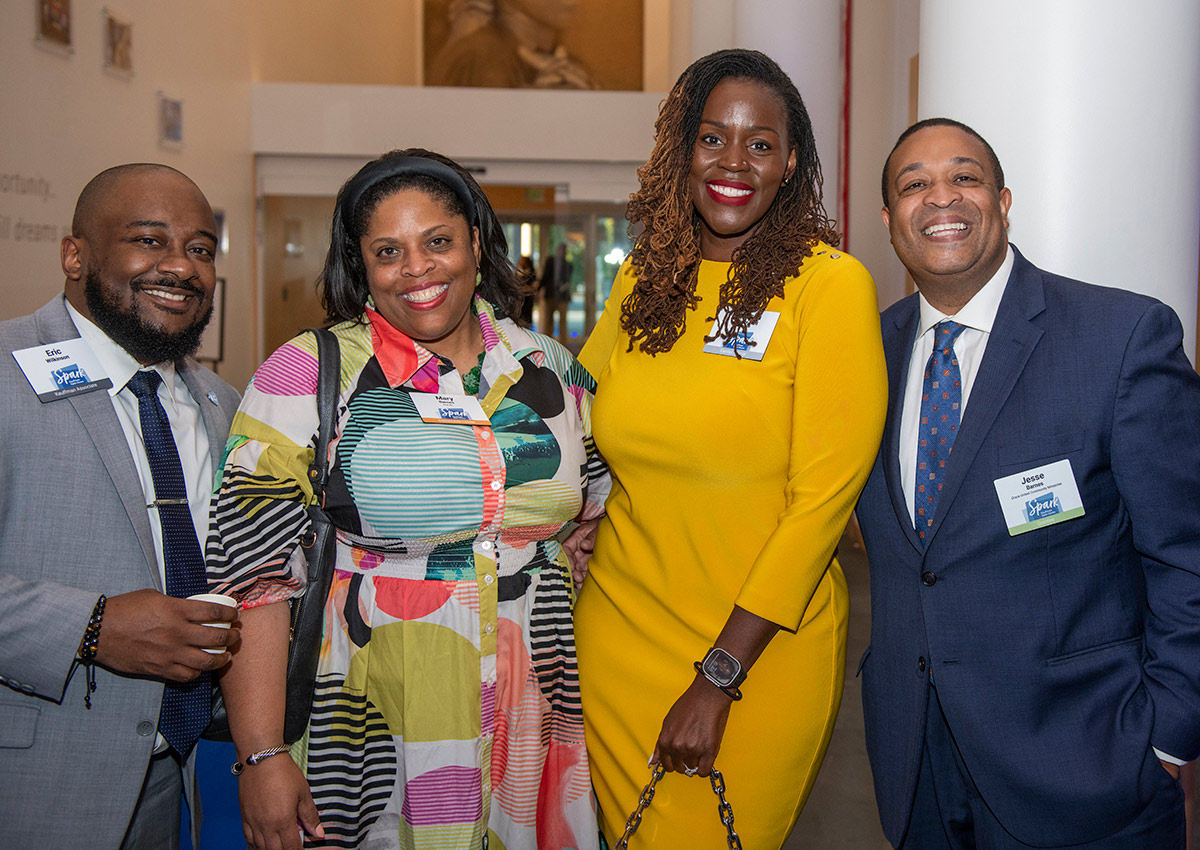 Eric Wilkinson, Mary Barnes, Tanesha Ford, and Jesse Barnes at the Kauffman Foundation Spark Open House event